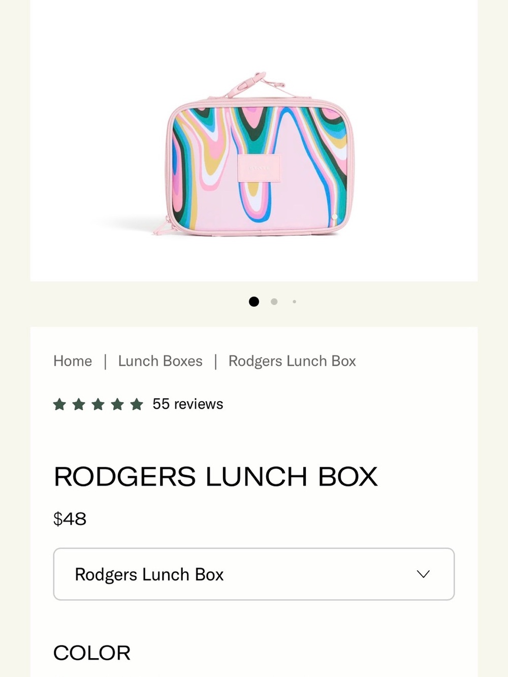 STATE recycled polycanvas Rodgers Lunch Box Paint Wave NWT